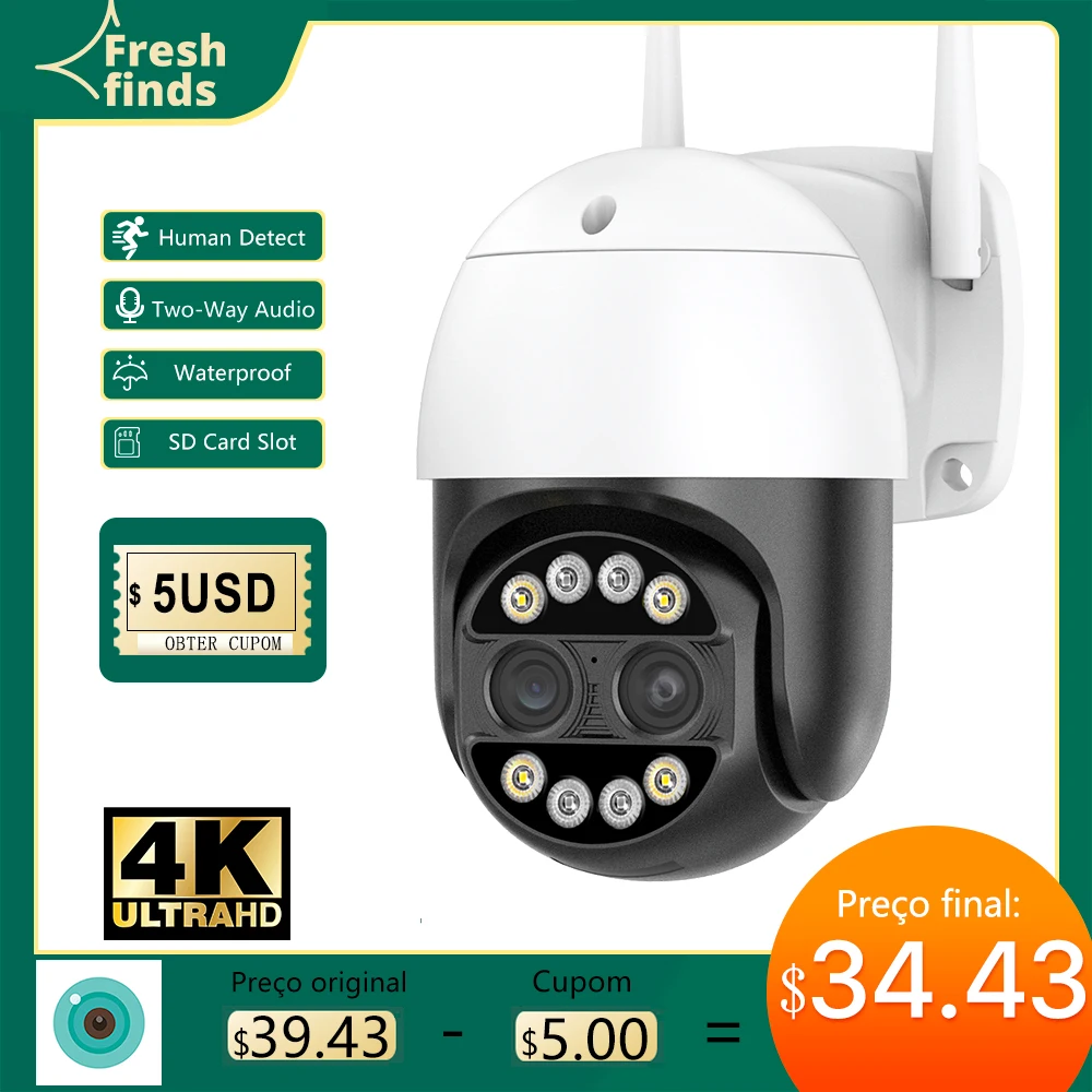 

8MP WIFI IP Camera Outdoor External Protection Recorder Video Surveillance PTZ Dual Lens Camera 4MP 2.8-12mm 4x ZOOM Color Night