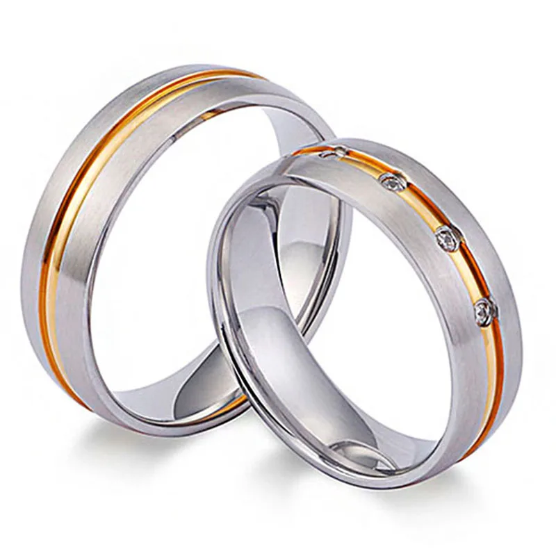 Свадебные кольца из нержавеющей стали с фианитом |