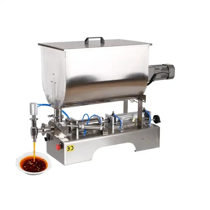 

Single head U style bbq bottle butter pepper sauce filler paste liquid filling machine with heater and mixer