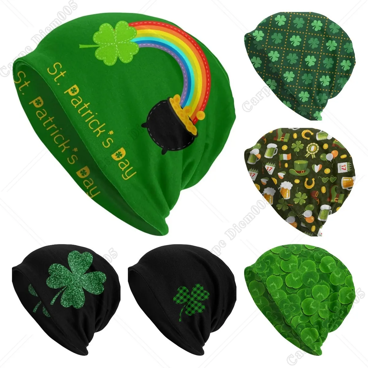 Шапка-бини в стиле Св. Патрика для мужчин и женщин Теплый головной убор с радужным
