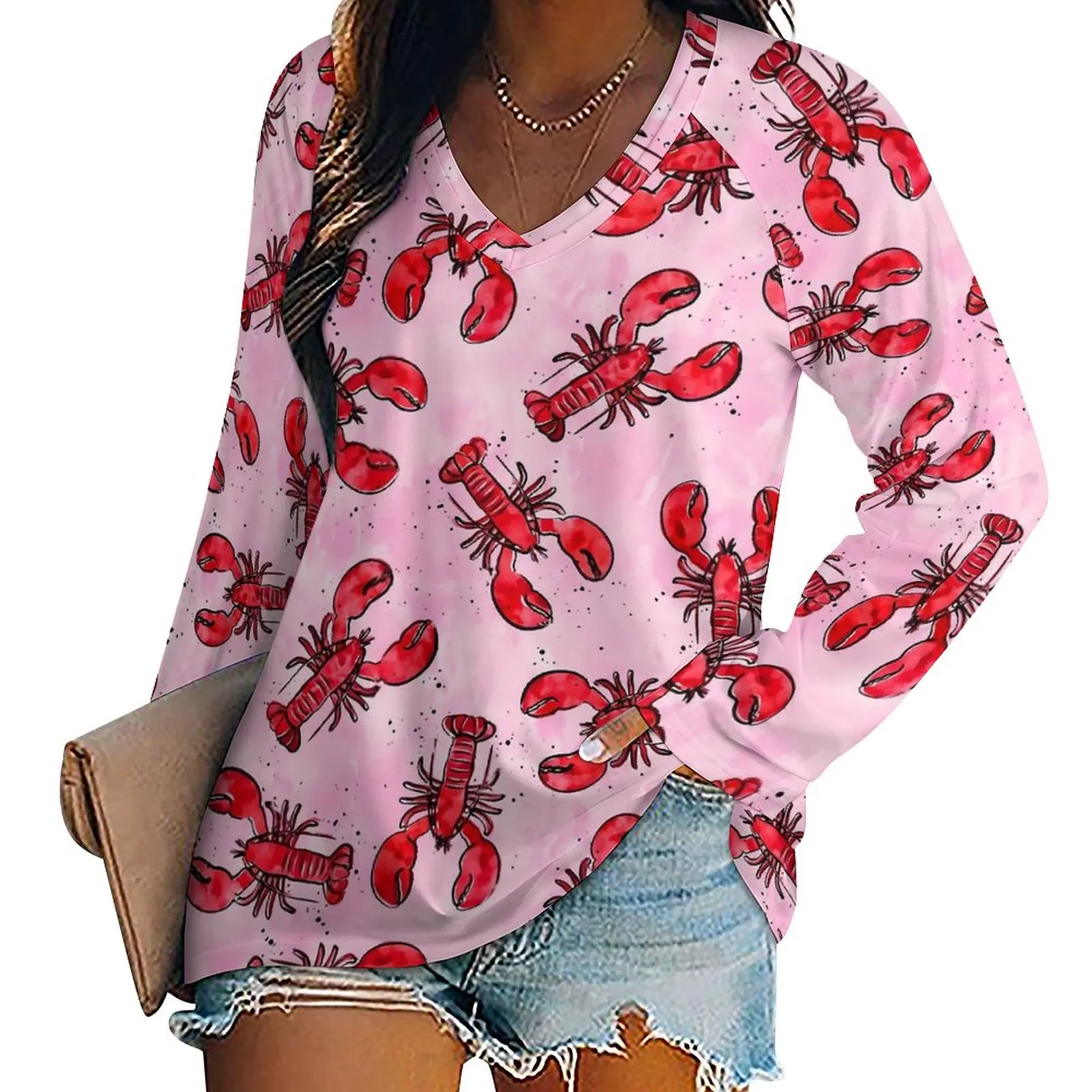 

Футболка женская зимняя с длинным рукавом, красного и розового цвета