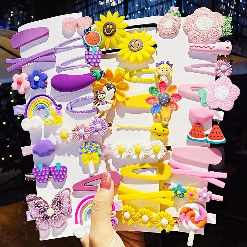 

1Set New Girls Cute Cartoon Flower Geometric Hairpins Sweet Headband Hair Ornament Barrettes Hair Clips Fashion Hair Accessories