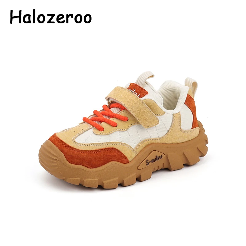 

Детские кроссовки из натуральной кожи, спортивная обувь для маленьких девочек, брендовые массивные кеды, повседневные весенние кроссовки для мальчиков