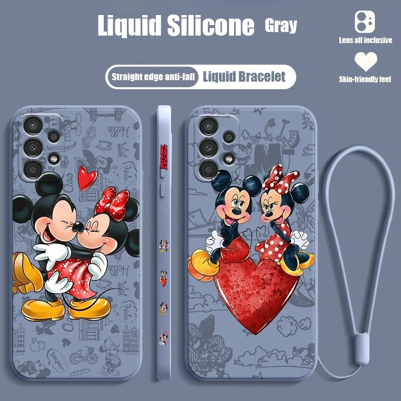 

Mickey Mouse Love Phone Case For OPPO F21 F9 F7 F5 Find X5 X3 X2 Neo A16S A5 2020 Pro Lite Liquid Left Rope Cover