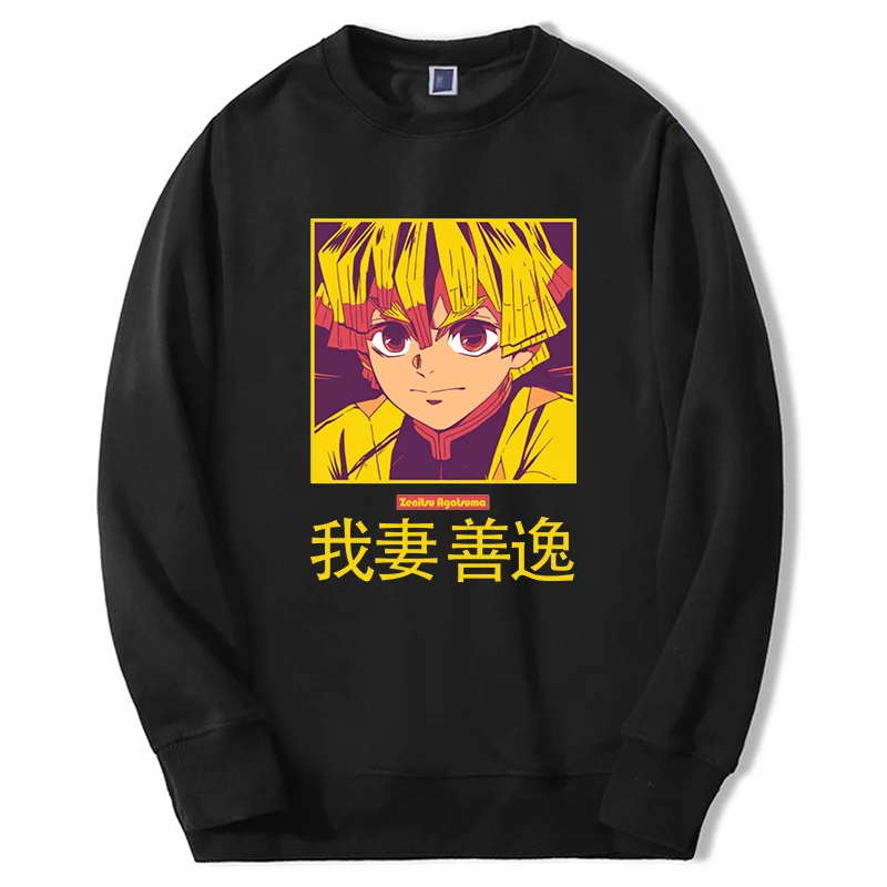 

2023 Hot Japanese Anime Demon Slayer Hoodies Men Women Zenitsu Graphic Manga Sweatshirt Casual Round Neck Sportswear Sportswear