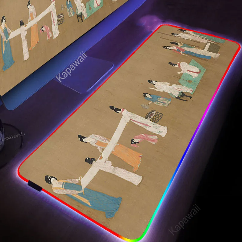 

Коврик для мыши в китайском стиле, RGB клавиатура, Настольный коврик для мыши, Xxl, игровые аксессуары, Европейский ПК, игровой светодиодный све...