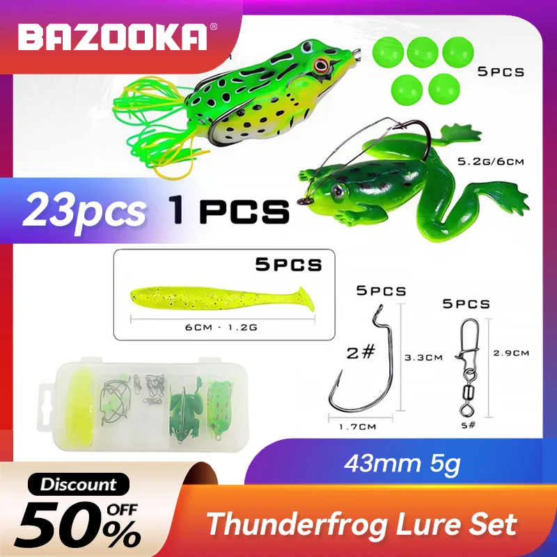 

Bazooka Frog Bait Soft Set Fishing Lures Silicone Propeller Wobblers Floating Jigging Rubber Kit Trout Bass Pike Swimbait Winter