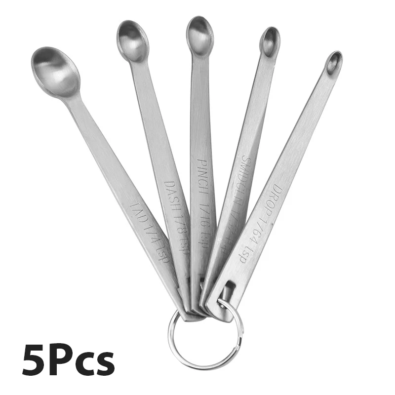 

5pcs/Set Small Measuring Spoon Stainless Steel Coffee Measuring Spoons Tea Seasoning Multiple Size Measuring Spoon Kitchen Tools
