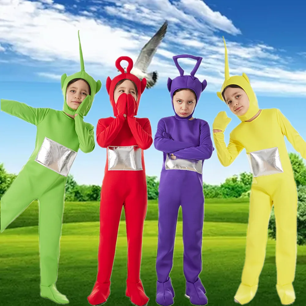 

Детский костюм для косплея Teletubbies 4 цветов, смешной наряд Tinky Winky из аниме «дипсии Лаа-Лаа по» на детский день, Карнавальная одежда, костюм для ...