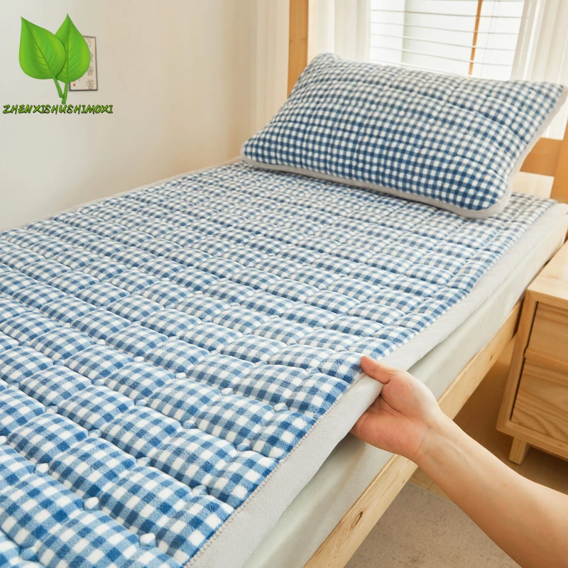Milk Velvet Bed Mat Elastic Cushion Double Foldable Comfortable Dormitory Single Tatami Mat Sleeping Pad Soft Mattresses Home