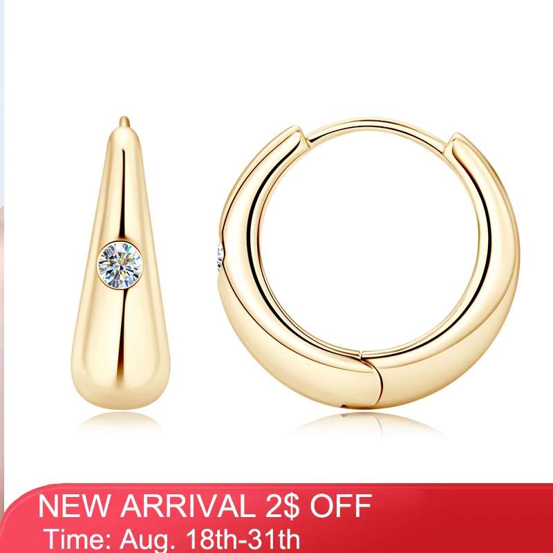 

QXTC Moissanite Huggie Hoop Earrings for Women Silver 925 Real D Color 2.5mm Diamond Earrings Trend 2023 Funny Birthday Jewelry