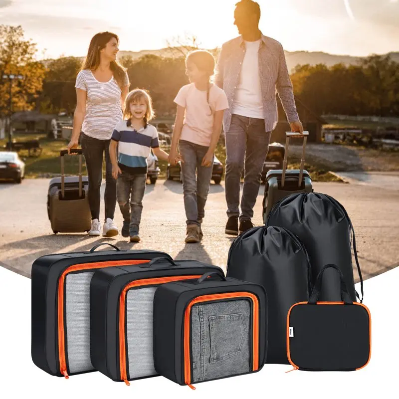 Packing Cubes for Suitcase, Travel Suitcase Organizer Bags Set, 8 Pcs Portable Luggage Storage Bags with Handle and Mesh, Lightw