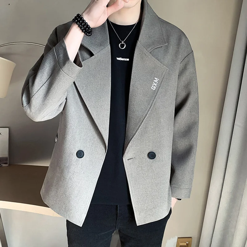 

Высококачественный пиджак мужской Корейский тренд высокого качества модный элегантный простой Молодежный студенческий Повседневный свободный пиджак для свиданий