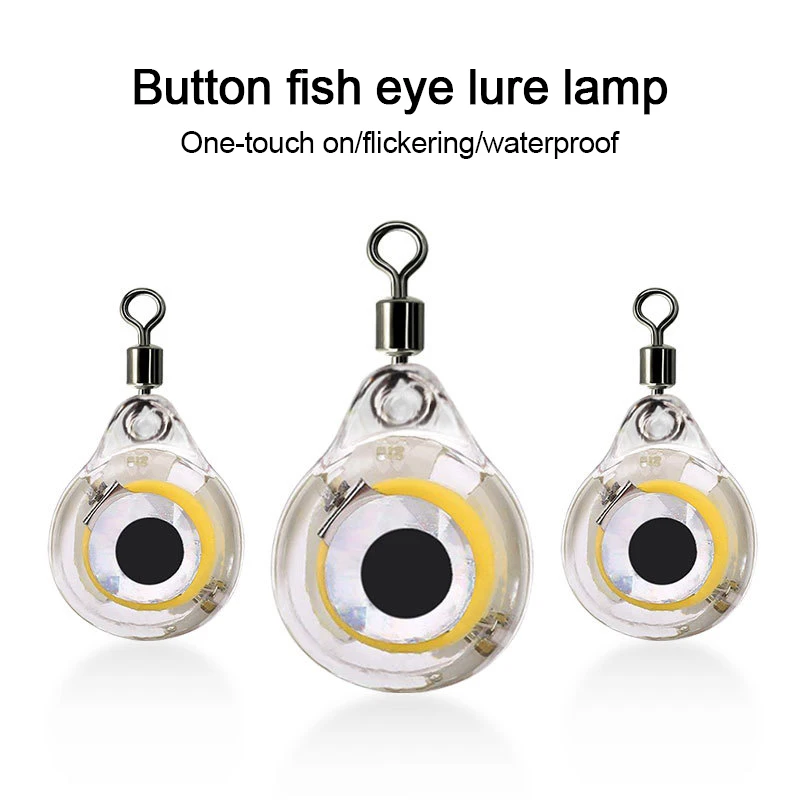 Mini Fishing Lure Light Battery Powered 3D Simulation Fish Eye Deep Drop Underwater Attractive Fishing Light Luminous Lure Baits