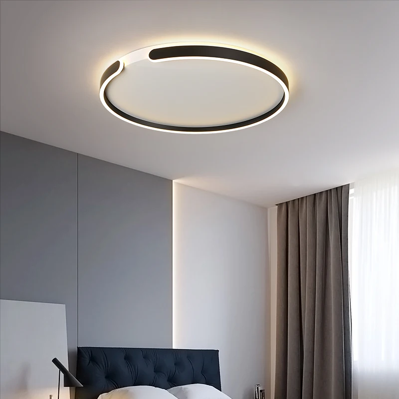 

52W 66W Creative Round Ceiling Lamp Black Grey White Modern LED Ceiling Lights For Living Room Dining Room Bedroom Bar Counter