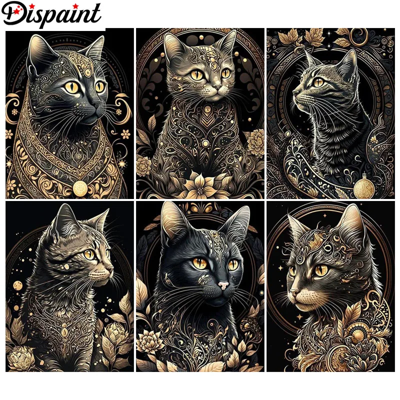 

Алмазная живопись Dispaint, вышивка крестиком «животные, кошки» 5D, алмазная вышивка «сделай сам», полная квадратная/круглая искусственная картина