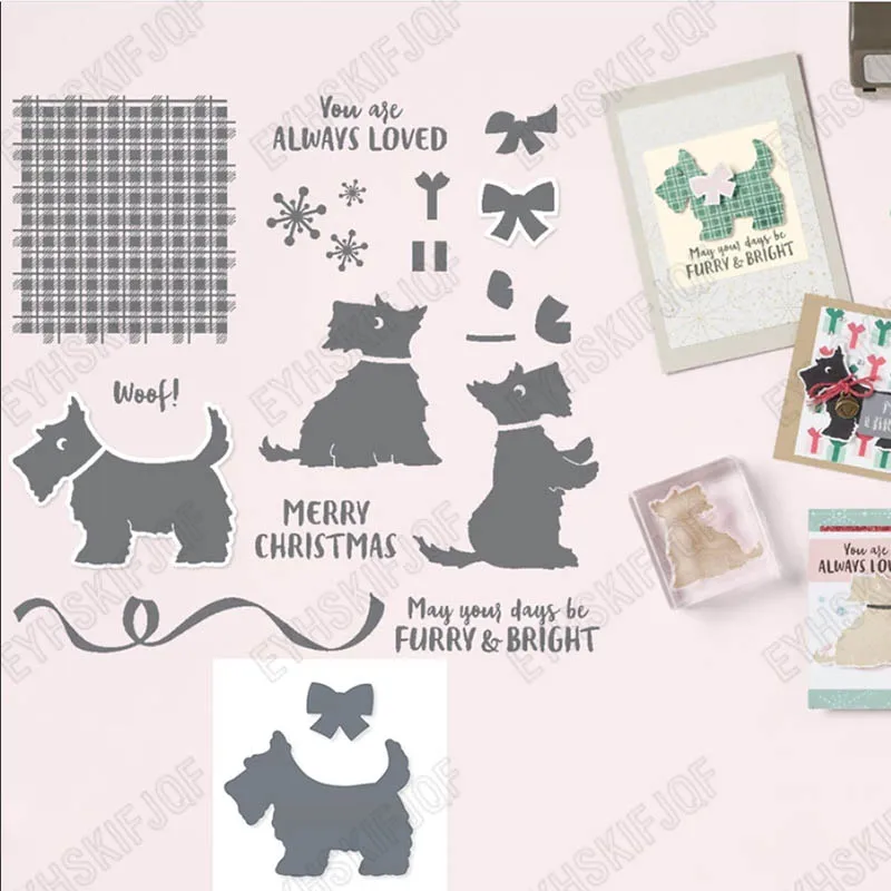 

Dog Plaid Metal Cutting Dies Stamps Craft Embossing Make Paper Greeting Card Making Template Diy Handmade 2022 New Hot