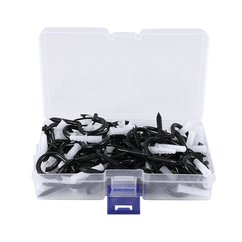 

48 PCS Q-Hanger, Screw Hooks For Outdoor String Lights, Safety Buckle Design, Easy Release, Include Wing Nut Driver