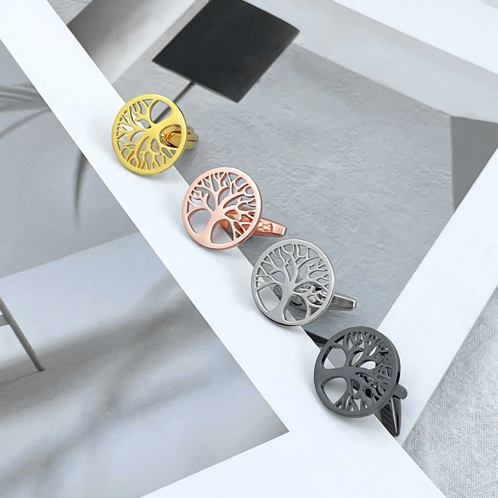 

Cufflinks for Mens Stainless Steel Personalized Jewellery Life Tree Man Shirt Cufflink Groomsmen Gift Gemelos Para Hombre Camisa