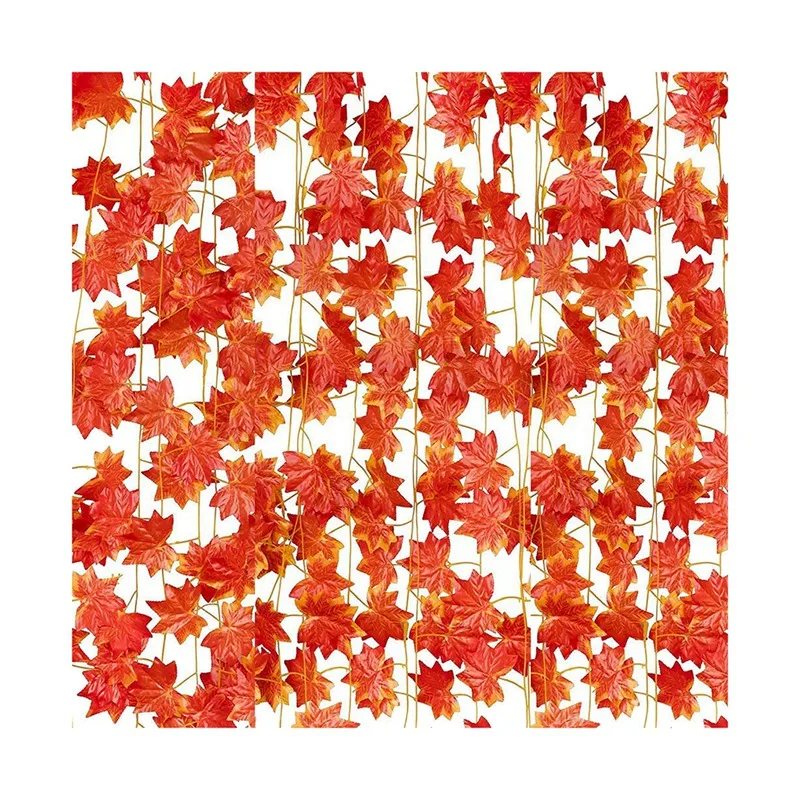 

JFBL Hot 12 Strands Fall Maple Leaves Autumn Ivy Garland Artificial Maple Vines Garland For Thanksgiving,Christmas,Home Decors