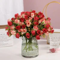 silk rose red artificial flowers bouquet high quality plastic accessories home living room wedding table decoration fake flower