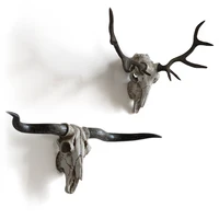 home statue decoration accessories vintage alaska moose goat elk skull sculpture room wall decor resin mountain pighead statues