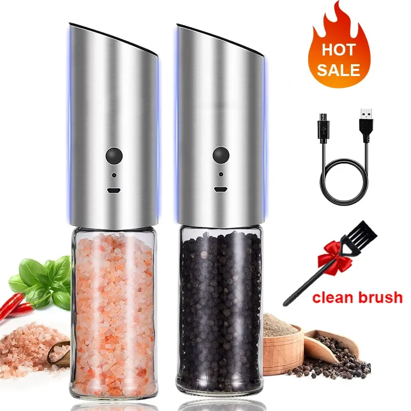 

Pepper With Rechargeable Salt Mill Electric Pepper USB Shaker And Adjustable Spice Coarseness And Grinder Automatic Salt