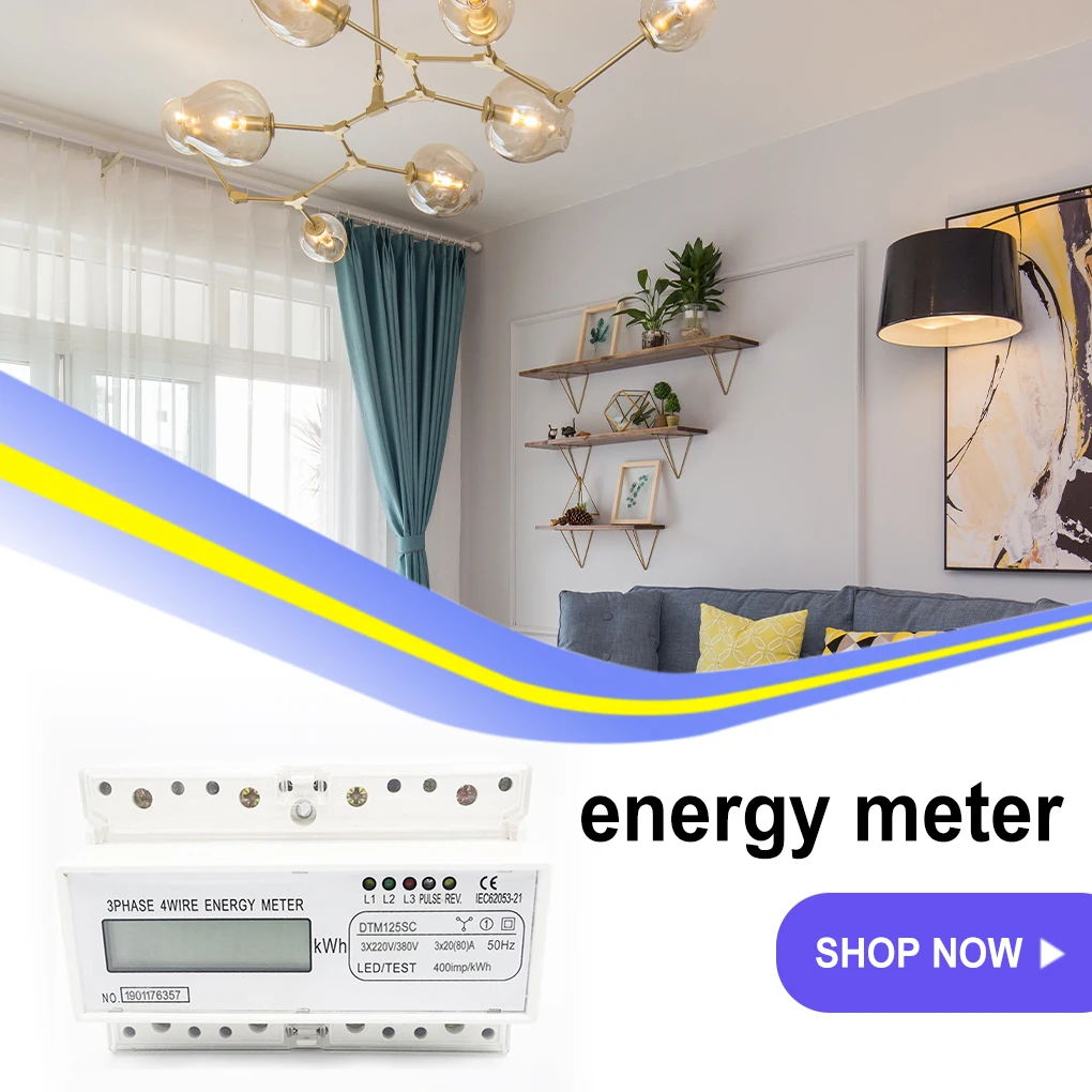 

Plastic Case 3 Phase 4 Wire Electric Meter Dual LED DIN Rail Watt Meter
