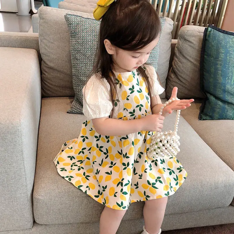 

2022 New Summer Girls Luxury Floral Dress Rural Style Korean Version of The Small Fresh Girl Baby Dress Boutique Kids Clothing
