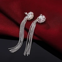 tassels flower drop earrings hot sale silver women girl high quality dangle quality jewelry gift wedding elegant accessories