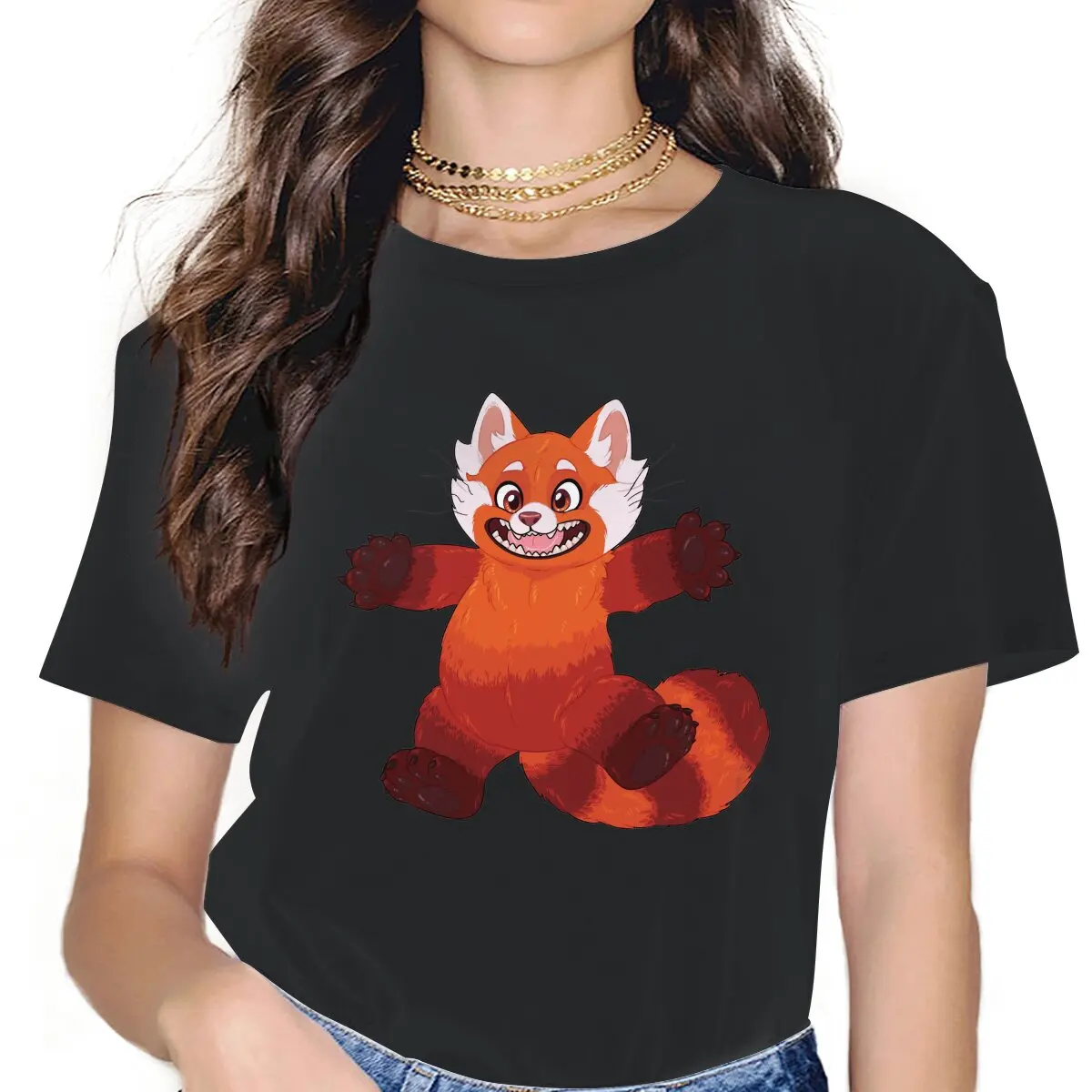 

Funny The Bear T-Shirts Women O Neck Cotton T Shirt Turning Red Youth Fall In Love Rebellious Short Sleeve Tee Shirt Gift Idea