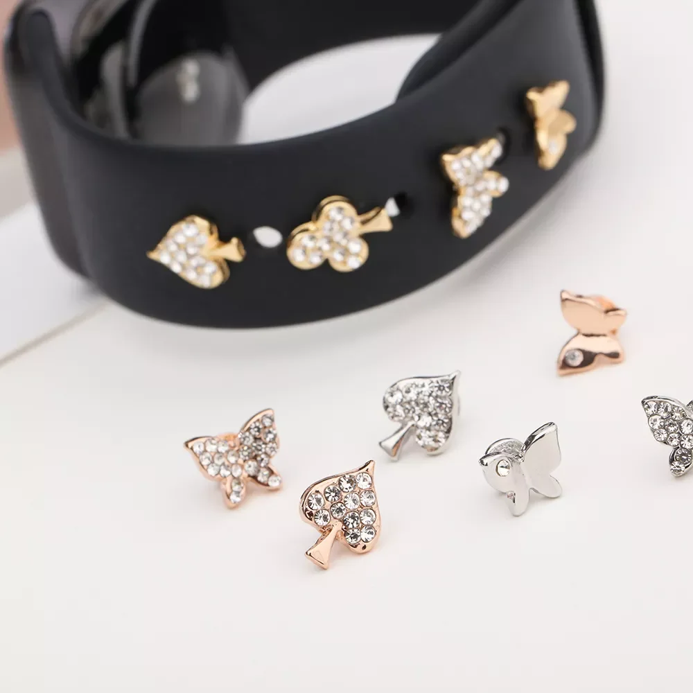 

1PC Butterfly Poker Shape Decorative Ring Diamond Watch Band Ornament Nails Strap Wristbelt Bracelet Accessories For iwatch