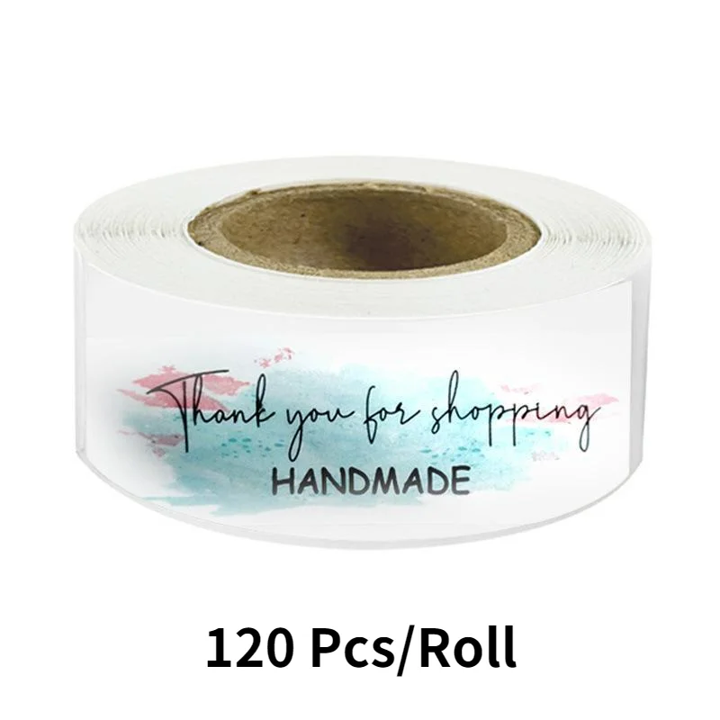 

120 Pcs/Roll "Thank You for Shopping" Sticker for Supporting Your Business Package Decoration Labels Handmade Stationery Sticker