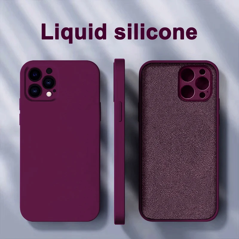 

Official Square Liquid Silicone Case for iPhone 11 12 13 Pro Max Mini X XS Max XR X 7 8 Plus SE2 2020 Full Lens Protection Cover