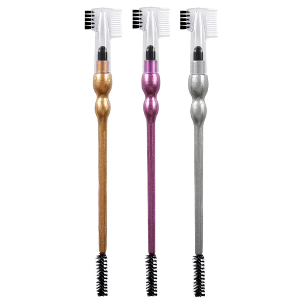 

Double-Headed Comb with Sponge Eyeshadow Stick Three-in-One Eyebrow Brush Eye Shadow Makeup Brushes Cosmetic Brush Tools Sets