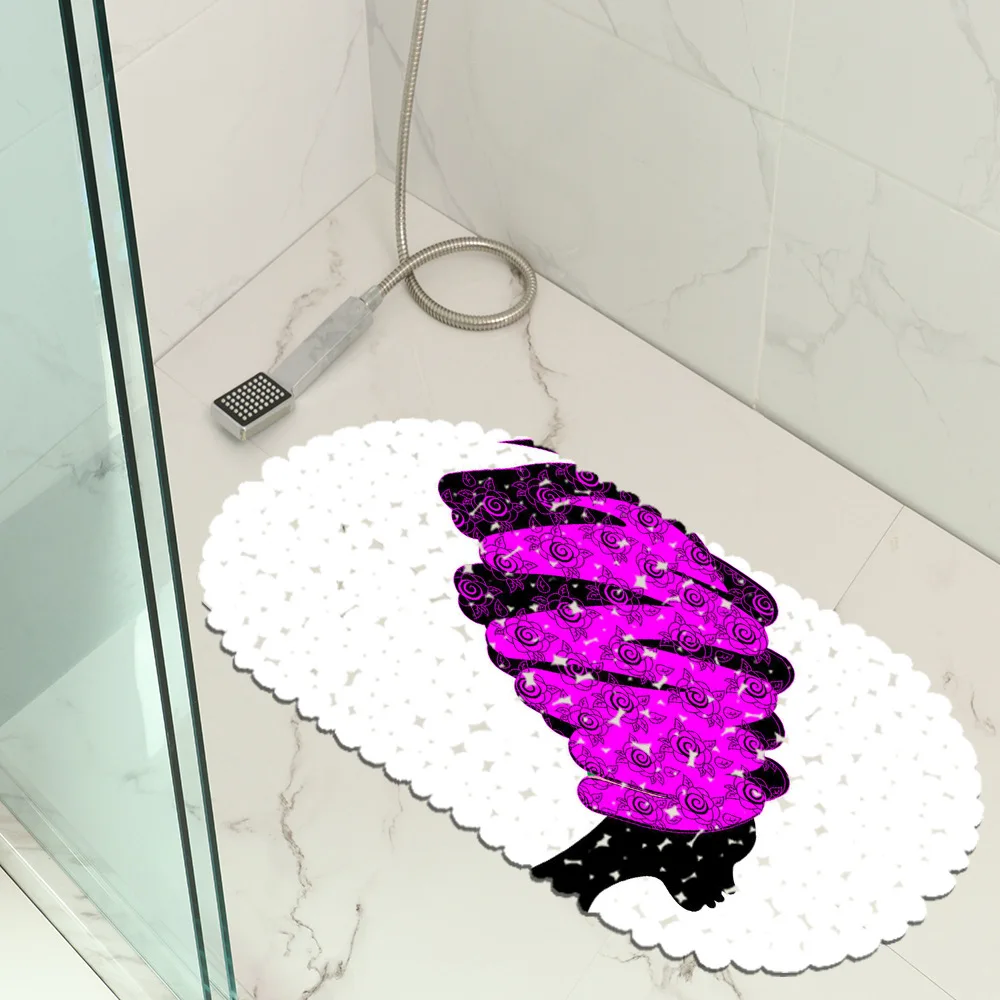 

African Woman Shadow Pattern Bathroom Decor Mat Non-slip Entrance Door Mats Bath Standing Rug Dropshipping Center Badmat
