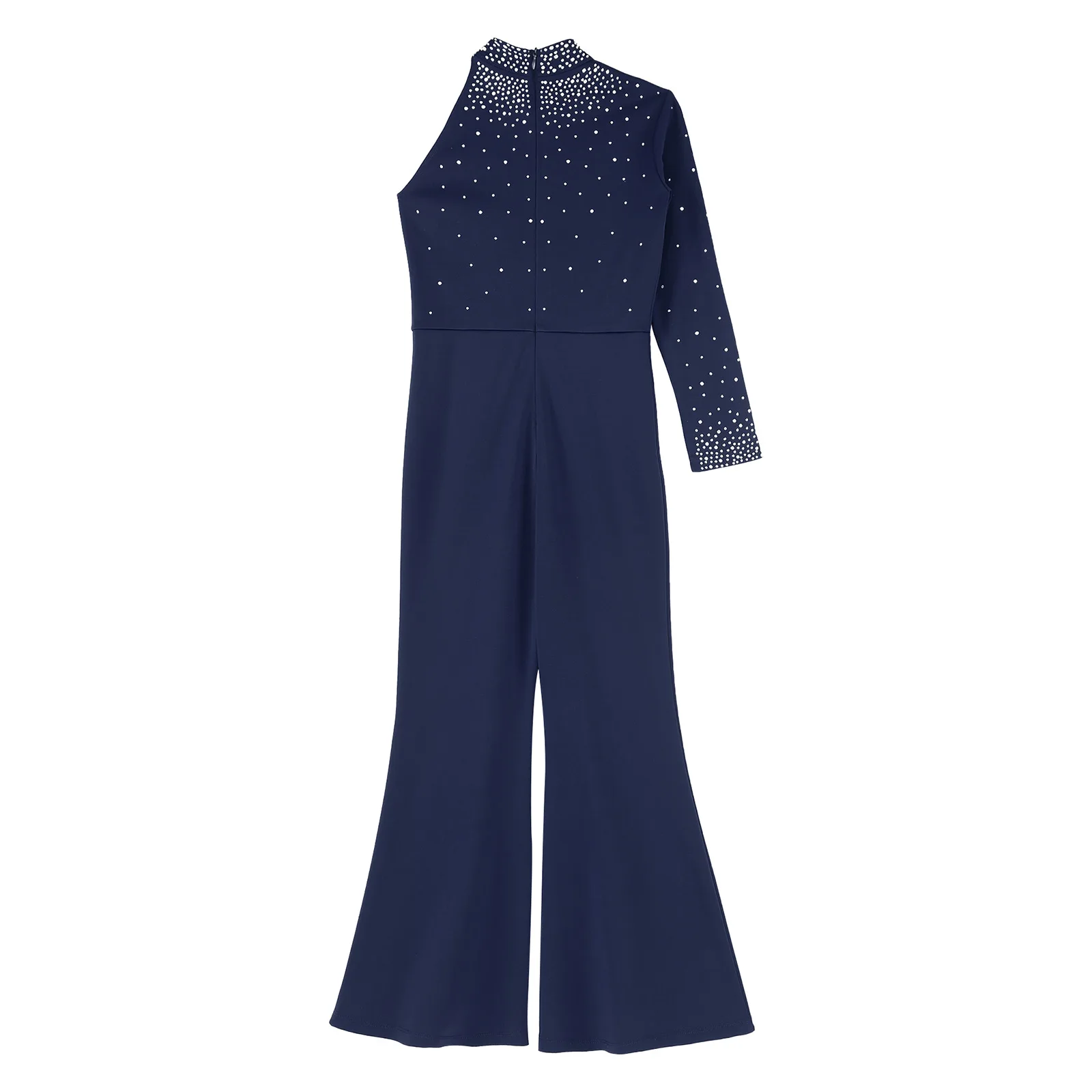 Блестящий женский комбинезон для балета с длинными рукавами и ложным воротником