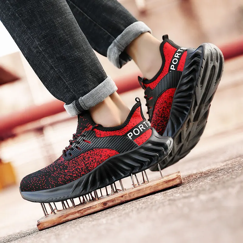 Outdoor Breathable Men Work Safety Shoes Anti-smashing Steel Toe Cap Working Boots Men Sports Shoes Hiking Shoes Plus Size 39-47