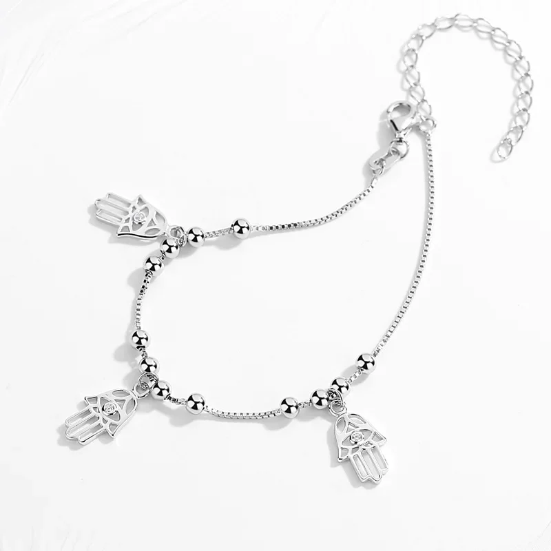 Kaletine Luck Hamsa браслет с бусинами из серебра 925 пробы для женщин подвесками ювелирные