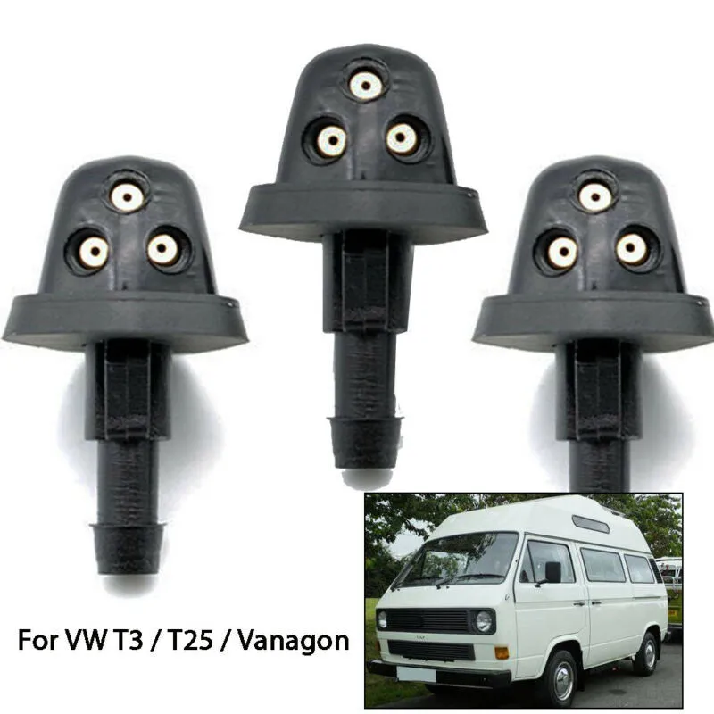 

3pcs Front Rear Windshield Washer Jet Nozzles Triple Washers For Vanagon T25 T3 Car Wash Cleaning Washer Jet Nozzles Replacement