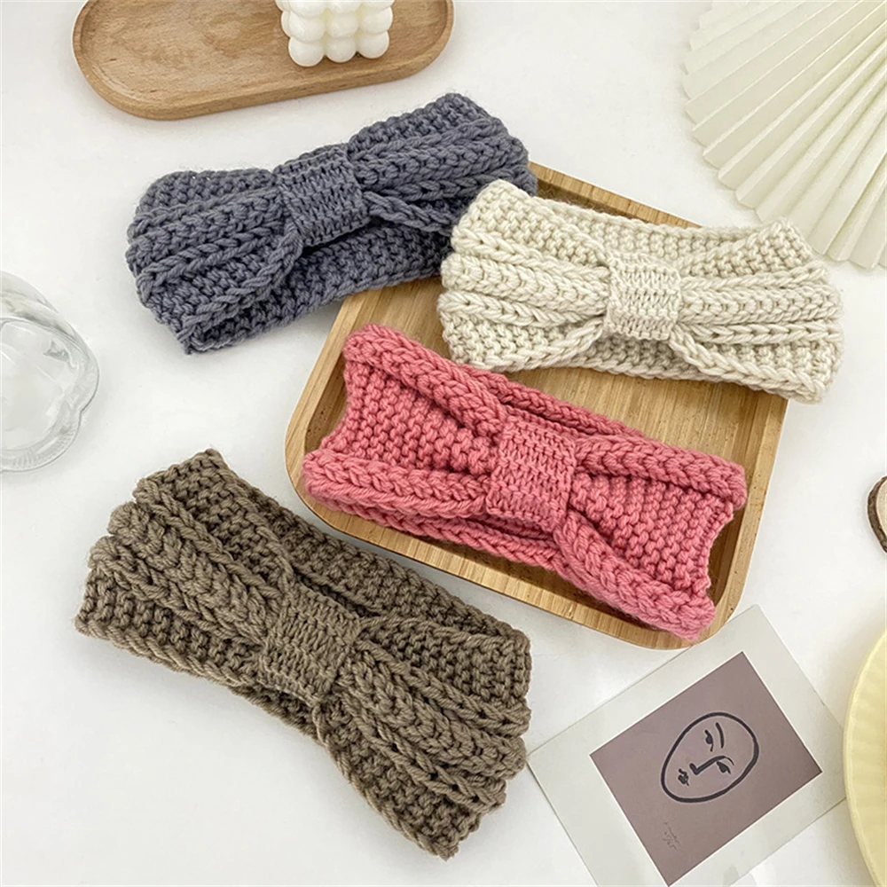

Knitted Wool Bowknot Knotted Hairbands Trendy Women Outdoor Yoga Headbands Bangs Makeup Headwear Hair Accessories For Girls