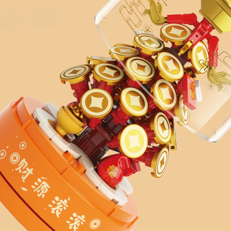 Строительные блоки дерево удачи лев октав маленькая модель гранул украшение для