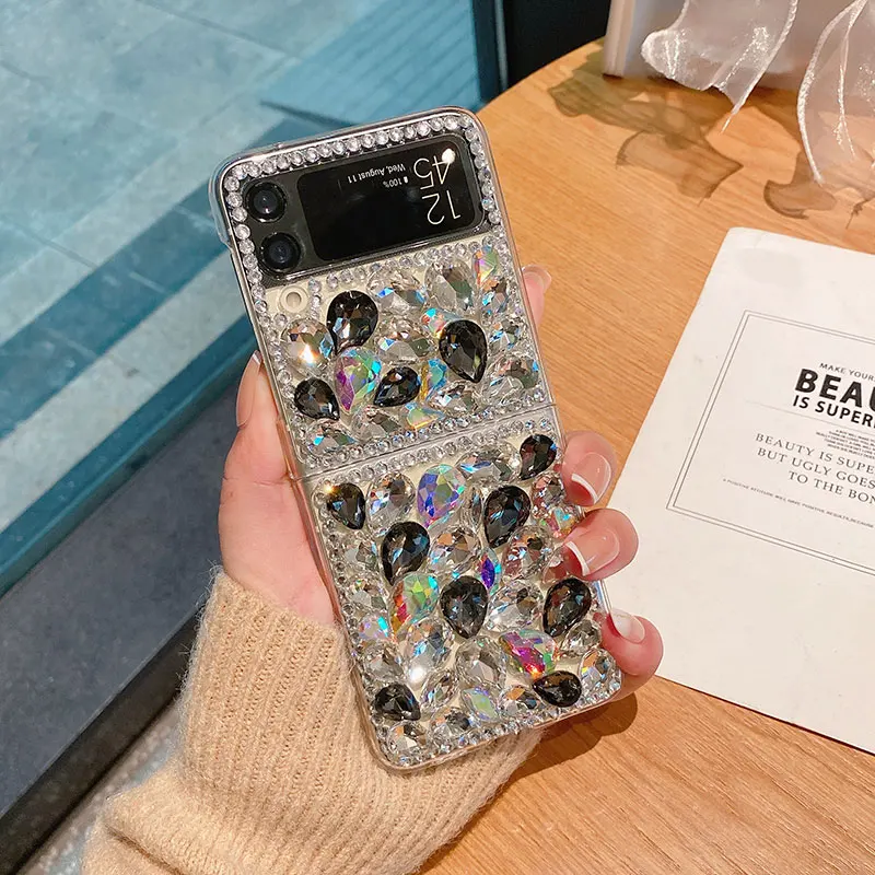 For Galaxy Z Flip 3 Transparent Rhinestone Colorful Case For Samsung Galaxy Z Fold 1 2 Diamond Cover For Samsung Galaxy Z Fold 3