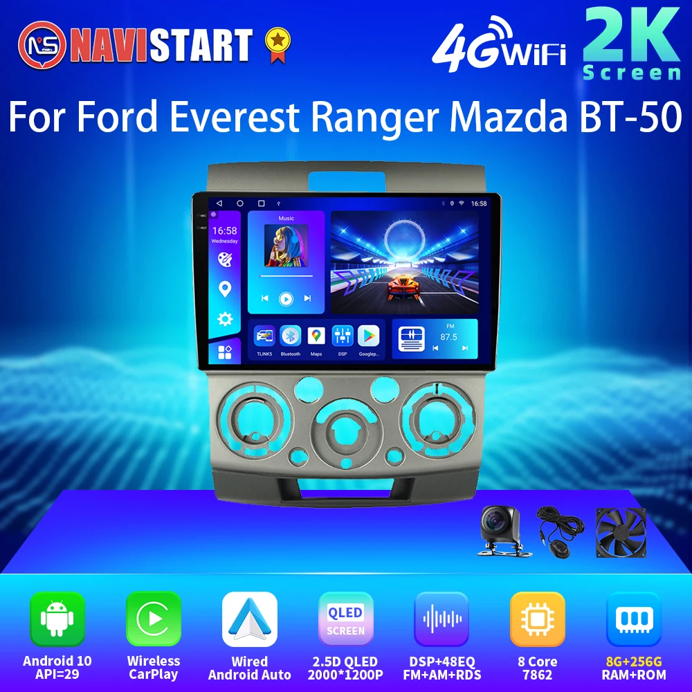 

NAVISTART 2K 2000*1200 автомобильный радиоприемник, мультимедийная навигация для Ford Everest Ranger Mazda BT-50 Android Auto 4G WIFI BT GPS DSP RDS