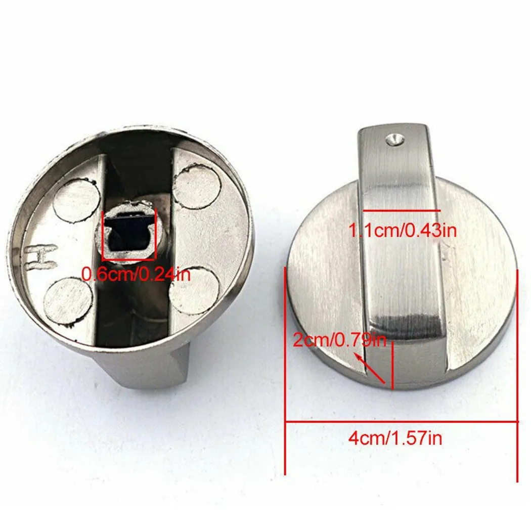 

4pc Universal 6/8mm Metal Silver Gas Stove Cooker Knobs Adaptor Oven Switch Cooking Surface Control Lock Cookware Assembly Parts