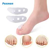 pexmen 2pcs three holes gel pinky toe separator overlapping toes bunion blister pain relief toe straightener protectors