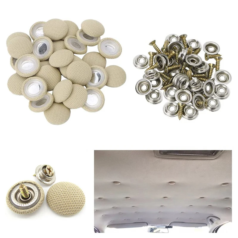 

20/40pcs Car Interior Roof Buckles Headliner Ceiling Cloth Fixing Screw Cap Repair Automotive Care Fabric Buckle Rivets Retainer