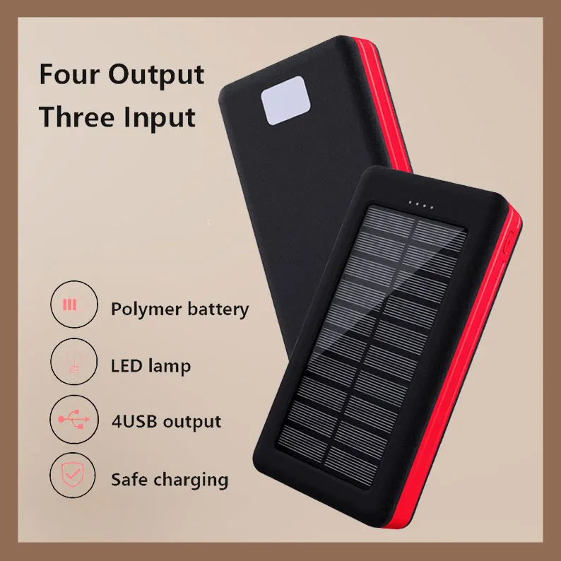 

80000mAh Large Capacity Portable Solar Power Bank, Outdoor Travel Emergency Power Supply for iPhone Samsung Xiaomi