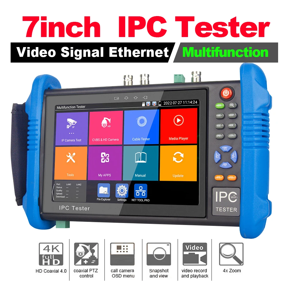 7-дюймовый тестер 4K IPC с HDMI-выходом CCTV поддержкой AHD/CVI/камера TVI входной кабель