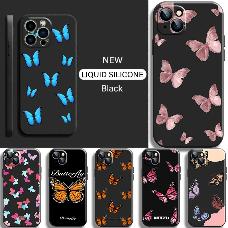 

Simplicity Pretty Butterfly Phone Case For iPhone 13 12 11 Pro Mini X XR XS Max SE 6 6s 7 8 Plus Funda Soft Shell Shockproof